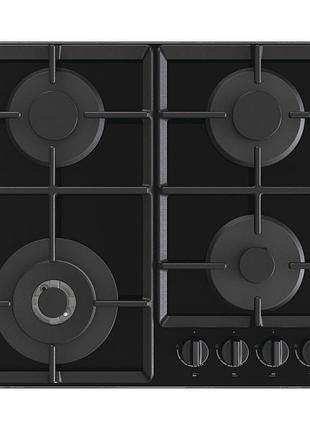 Варочная поверхность gorenje газовая на стекле, 60см, чугун, черный