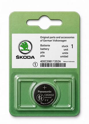 Батарейка skoda cr2032 3v panasonic оригинальная для ключа авто брелока смарт-ключа пульта oem 400c5961 1352a