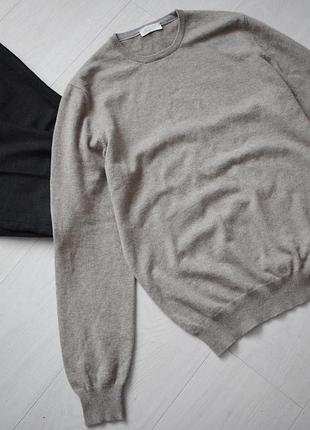 Кашемировый актуальный мужской свитер gran sasso beige extra fine merino wool crew neck