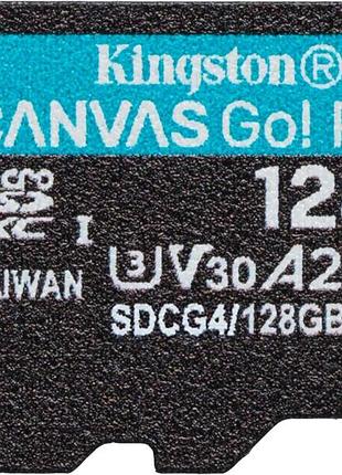 Карта памяти kingston microsd 128gb c10 uhs-i u3 a2 v30 r200mb/s