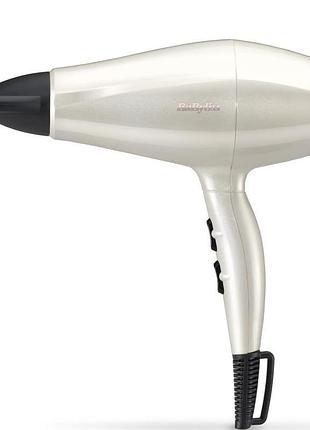 Фен babyliss stardust shimmer, 2000вт, 3 режима, ионизация, холл. обдув, 1 насадка, белый