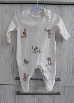 Бавовняний чоловічок з вишивкою peter rabbit для новонароджених