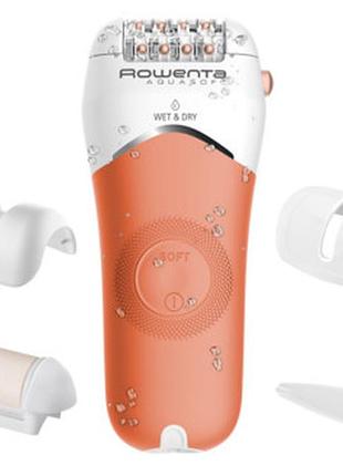 Эпилятор rowenta aquasoft wet&dry пинцетный, аккумул, пинцет.-24, влаг.+сух., насадок-3, коралловый