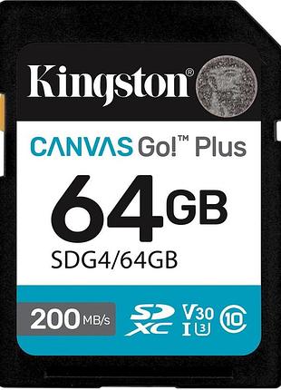 Карта пам'яті kingston sd 64gb c10 uhs-i u3 v30 r200mb/s