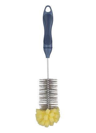 Щітка для миття пляшок з губкою ardesto solid 34х5см, пластик, блакитний