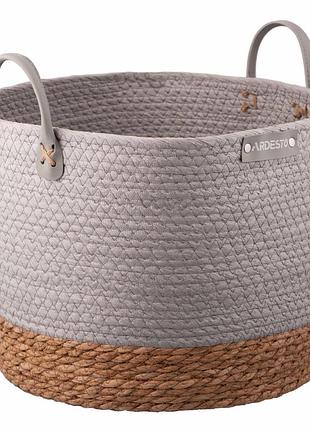Корзина ardesto minimalism 35х35х27см, бумажная шпагат, рогожка, серая