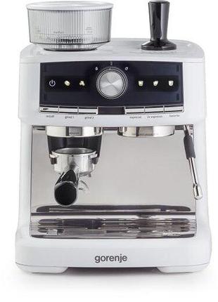Кофеварка gorenje рожковая 2.5 л, кофемолка 0,25л, капучинатор, кнопочное управление, белый