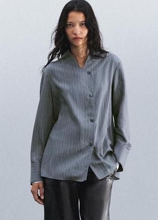 Полосатая рубашка на запах zw collection