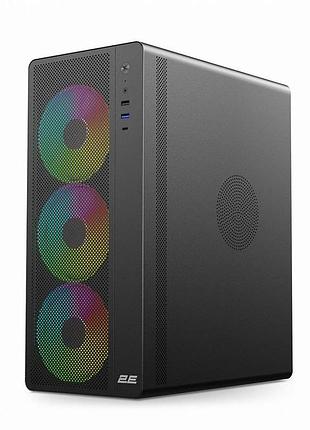Корпус 2e gaming credo plus v510b без бж, 1xusb3.0, 1х usb 2.0, 1xusb type-c, 4x120мм rgb rainbow, vga 310мм, tg side panel, atx,