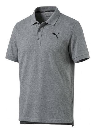 Серая мужская хлопковая футболка поло puma essentials jersey polo