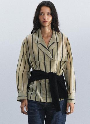 Рубашка на запах с карманами zw collection