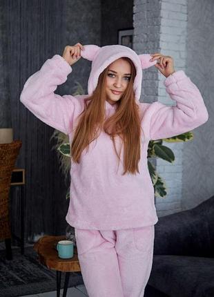 Жіноча піжама махрова тепла з вушками, домашній костюм р.s., m, l,xl xl