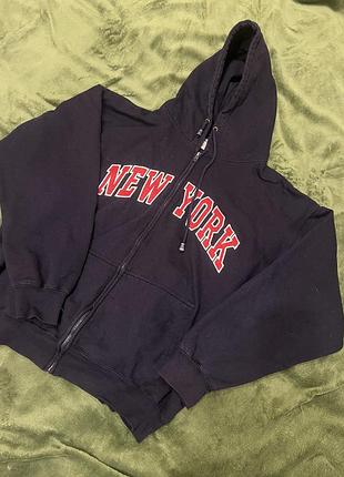Зіп-худі з написом new york oversized