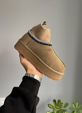 Жіночі бежеві уги ugg tasman platform sock khaki х угг тасмен 41