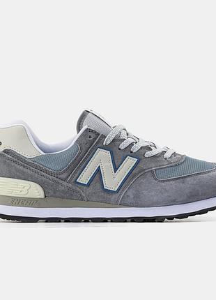 Серые мужские кроссовки new balance 574 grey blue х нью беланс 45
