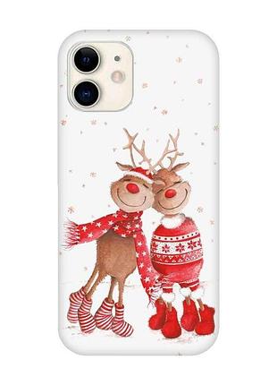 Чехол на iphone 12 mini :: весёлые олени (принт 150)