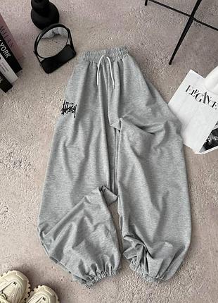 Женские спортивные штаны oversize с вышивкой и карманами, джоггеры из двунитки lux 42/46