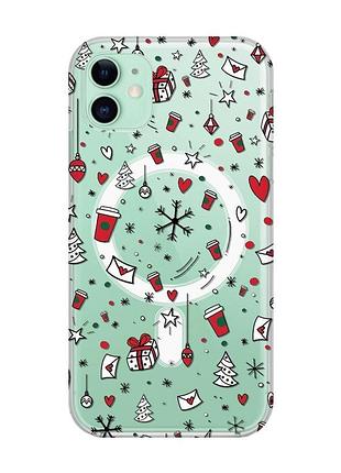Магнитный чехол на iphone 11 с поддержкой magsafe :: праздничный фон (принт 182)