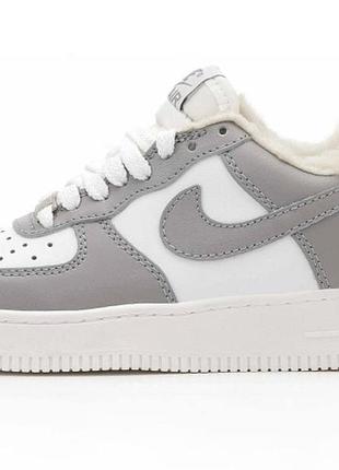 Білі кросівки унісекс nike air force 1 low white grey winter fur x ейр форс 38