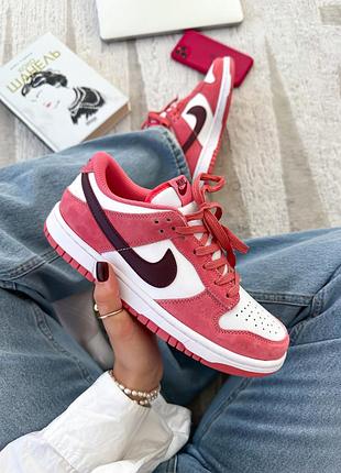 Жіночі червоні кросівки nike sb dunk low red white bordo х данк 36