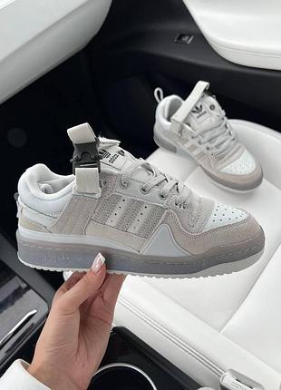 Сірі кросівки унісекс adidas forum low bad bunny grey х форум 39
