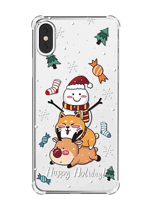Чехол с утолщёнными углами на iphone x/xs :: зимние развлечения (принт 153)