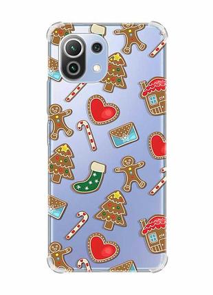 Чохол з потовщеними кутами на xiaomi mi 11 lite :: різдвяний фон (принт 181)
