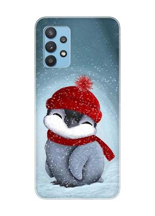 Чехол на samsung galaxy a32 пингвинёнок в шапочке (принт 157)