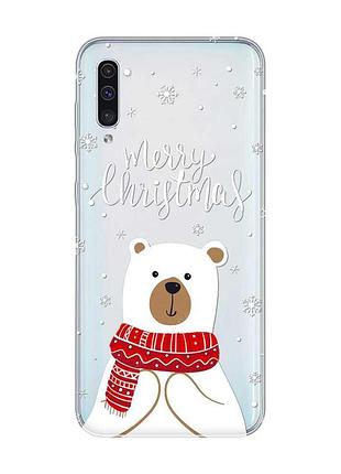Прозрачный чехол на samsung galaxy a50 (2019) a505 мишка. с рождеством (принт 146)