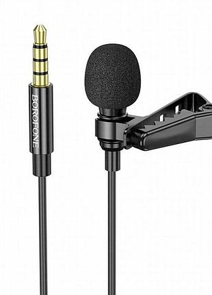 Микрофон петличный borofone bfk11 elegant lavalier 3.5mm (2m) black