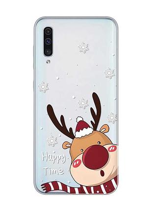 Прозрачный чехол на samsung galaxy a50 (2019) a505 зимний оленёнок (принт 155)