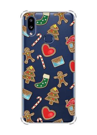 Чехол с утолщенными углами на samsung galaxy a10s/a107 рождественский фон (принт 181)