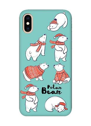 Матовый бирюзовый чехол на iphone xs max :: мишки (принт 145)
