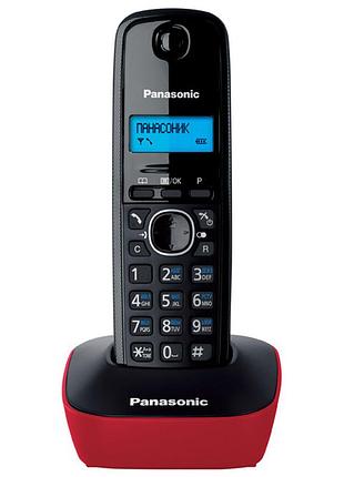 Радиотелефон dect panasonic kx-tg1611uar black red