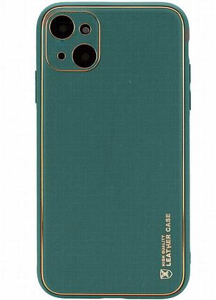 Кожаный чехол xshield для apple iphone 14 plus (6.7") зеленый / army green