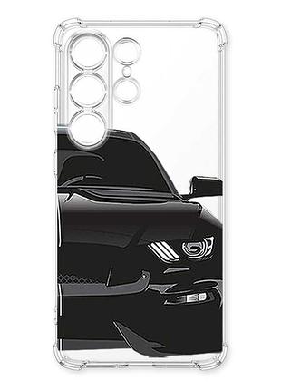 Чехол с утолщёнными углами на samsung galaxy s26 ultra авто чёрное (принт 232)