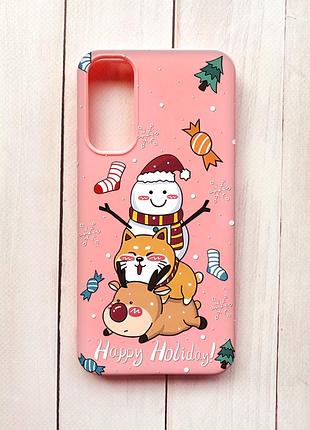 Матовый чехол на samsung a34 5g розовый зимние развлечения (принт 153)