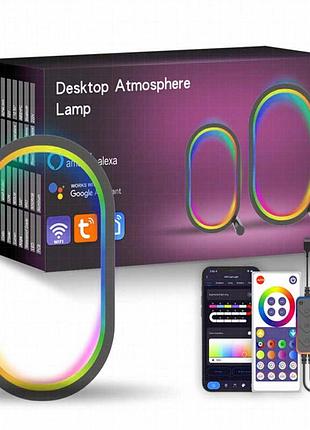 Настольная led лампа rgb smart desk oval lamp bluetooth usb with app black