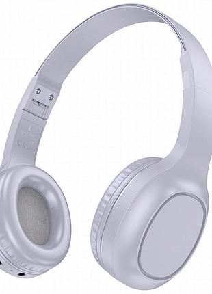 Накладные беспроводные наушники hoco w46 charm light blue gray