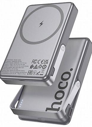 Портативное зу power bank hoco q36a sunlight magnetic suction+holder pd20w с бзу 10000 mah metal grey