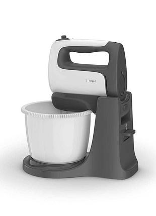 Міксер tefal стціонарний prep'mix+ standbowl, 500вт, насадки -4, чаша -пластик, 2.5л , турборежим, біло-сірий