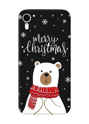 Матовый черный чехол на apple iphone xr мишка. с рождеством (принт 146)