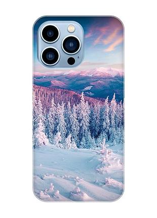 Магнитный чехол на iphone 13 pro max с поддержкой magsafe :: зимние горы (принт 163)