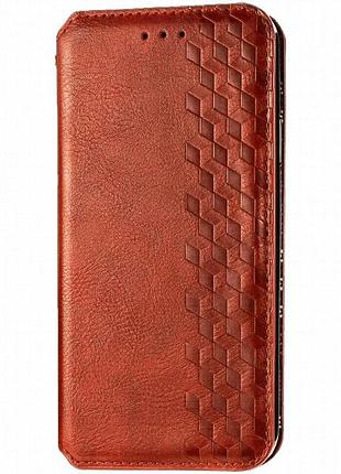 Кожаный чехол-книжка getman cubic (pu) для xiaomi redmi 9 красный