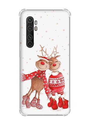 Чохол з потовщеними кутами на xiaomi mi note 10 lite веселі олені (принт 150)