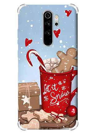 Чехол с утолщёнными углами на xiaomi redmi note 8 pro :: какао с пряниками (принт 191)
