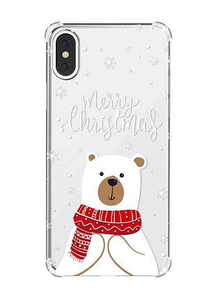 Чехол с утолщёнными углами на iphone x/xs :: мишка. с рождеством (принт 146)