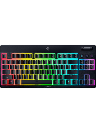 Клавиатура механическая razer blackwidow v4 low-profile tkl hyperspeed, 87key, yellow switch, usb-a/wl/bt, en, rgb, черный