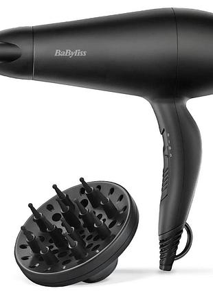 Фен babyliss, 2000вт, 2 режима, ионизация, холл. обдув, 2 насадки, черный