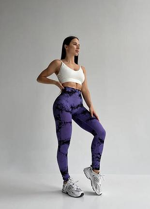 Легінси жіночі спортивні з пуш-ап tie dye 18914 m фіолетовий мармур
